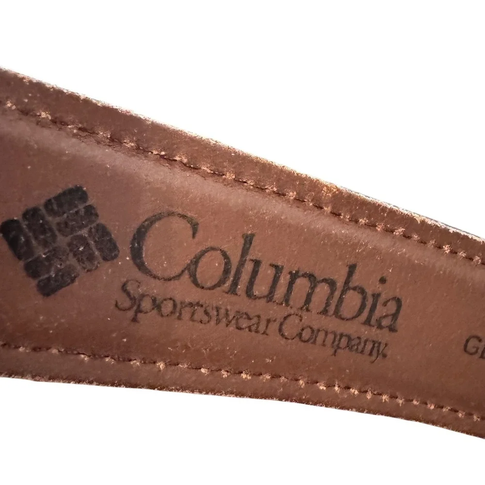 Columbia Leather Belt Casual Dress Brown Stitched Mens Size 40 preloved‎